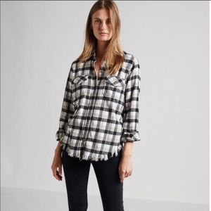 Current Elliott Simon Plaid Fray Hem Button Down